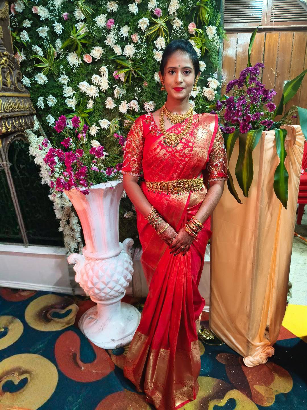Red Silk Bridal Makeup Karnataka